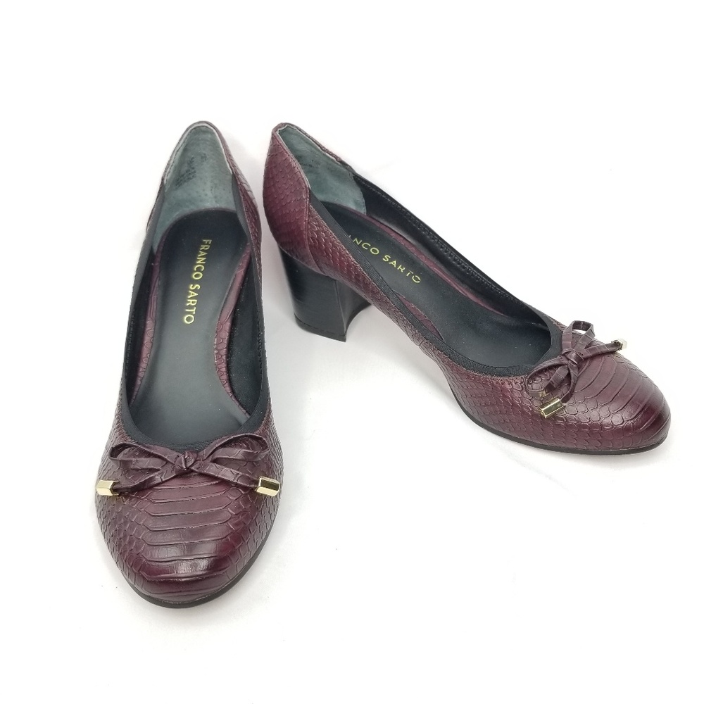 Franco Sarto Faux Reptile Heels Burgandy